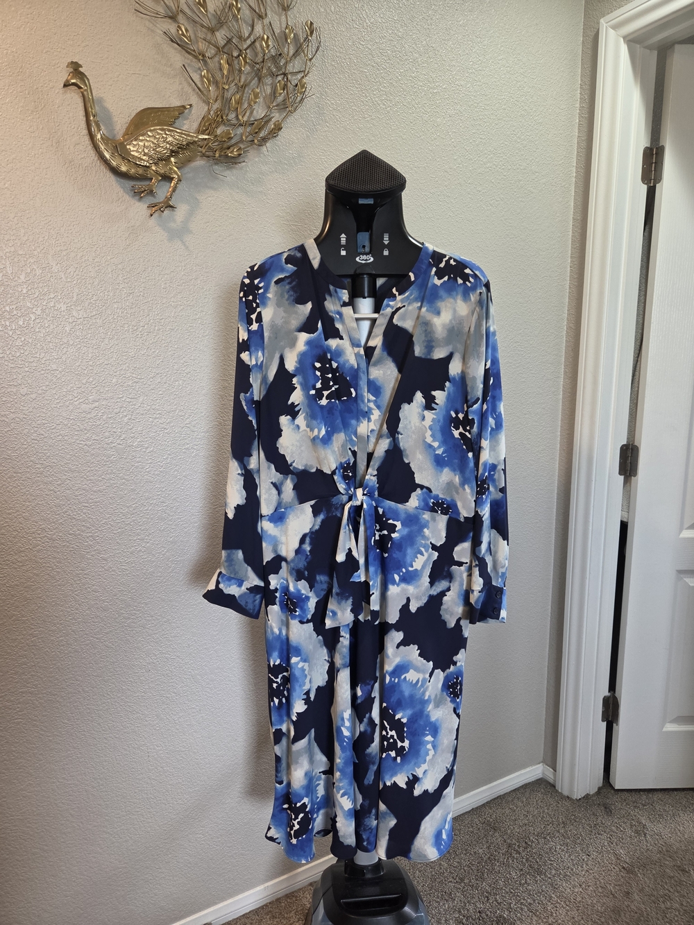 Simply Vera Vera Wang Blue White Floral Midi Dress
